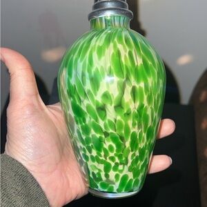 Green Art Glass Oil Lamp